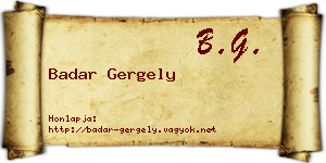 Badar Gergely névjegykártya